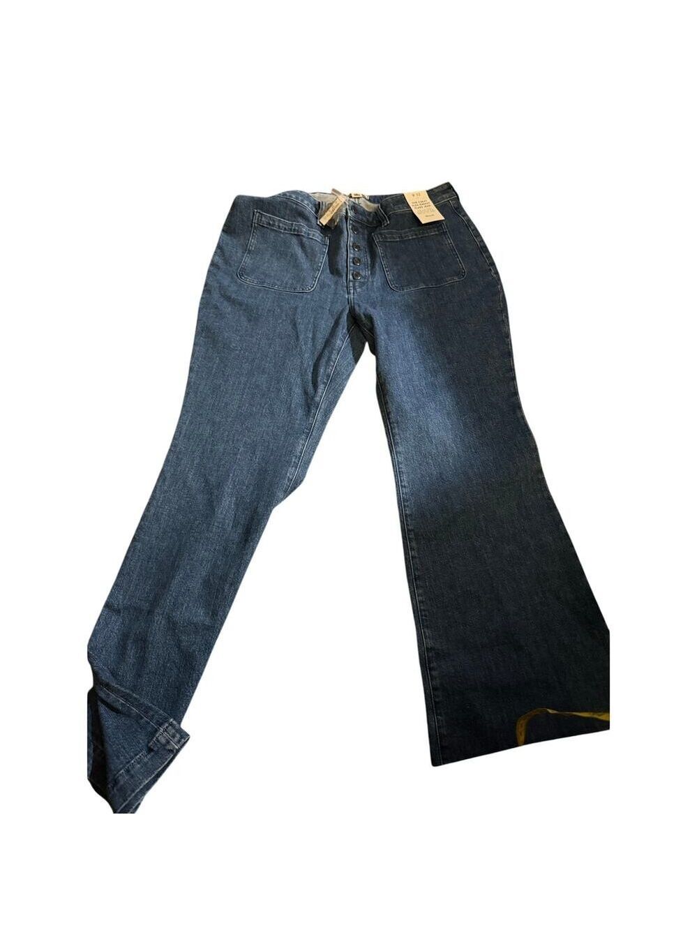 Madewell Curvy Flea Market Flare Jeans  W32 NWT High Rise Button Fly Dark Wash